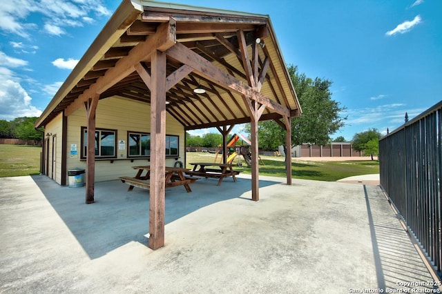 exterior space featuring a playground