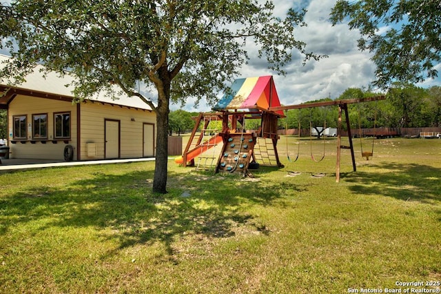 view of play area with a lawn