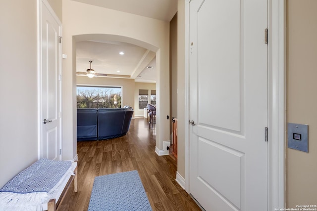 hall featuring hardwood / wood-style flooring