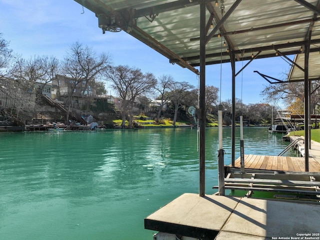 view of dock featuring a water view