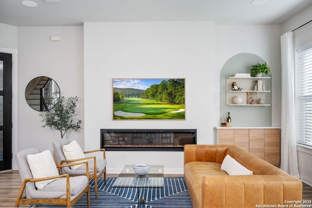 living room with hardwood / wood-style floors