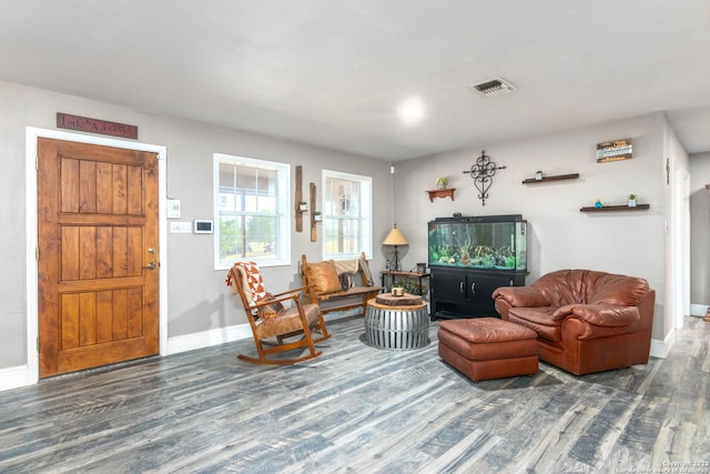 living room with hardwood / wood-style floors