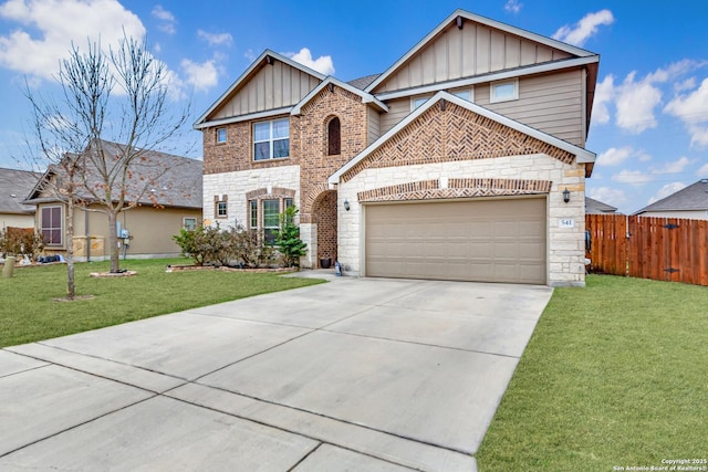 view of front facade with a garage and a front yard