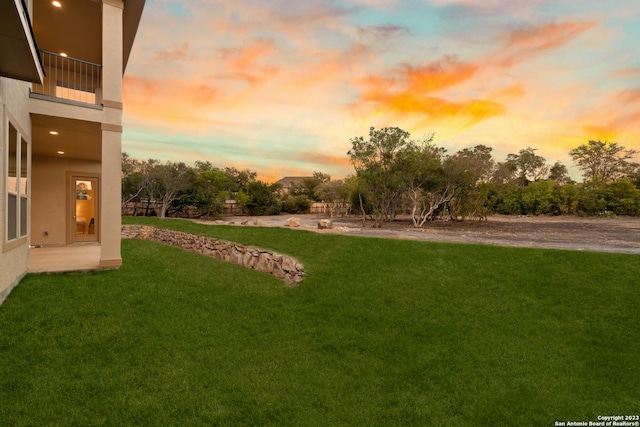 view of yard at dusk