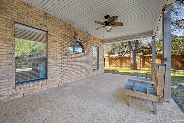 view of patio / terrace with ceiling fan