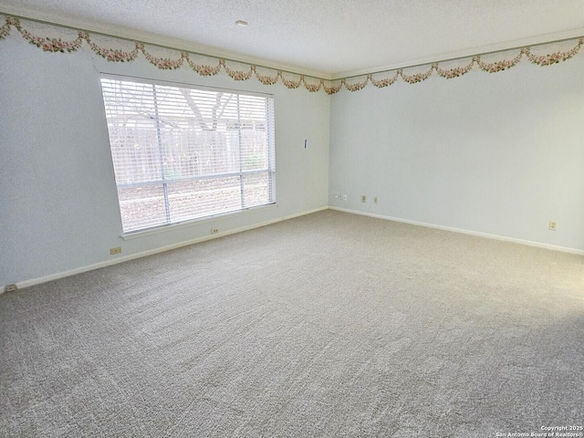 carpeted spare room featuring a textured ceiling