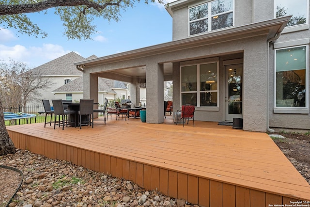 deck featuring a trampoline