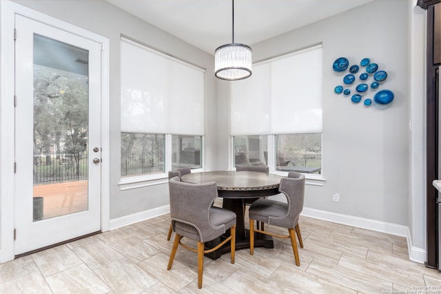 dining room featuring an inviting chandelier