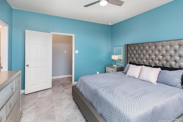 bedroom featuring ceiling fan