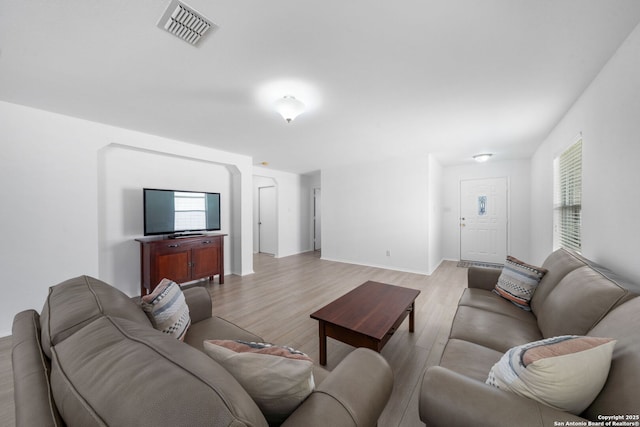 living room featuring light hardwood / wood-style flooring