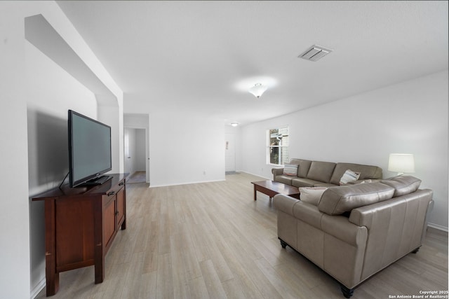 living room with light wood-type flooring