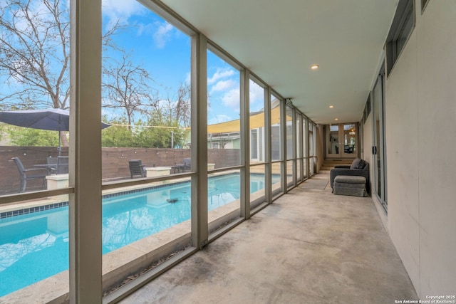 view of unfurnished sunroom