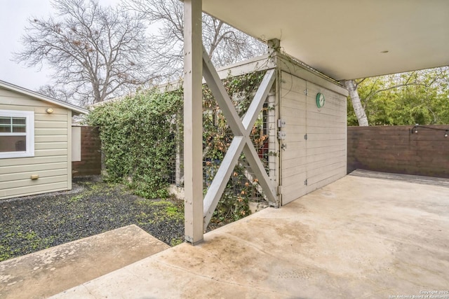 view of patio / terrace with an outdoor structure