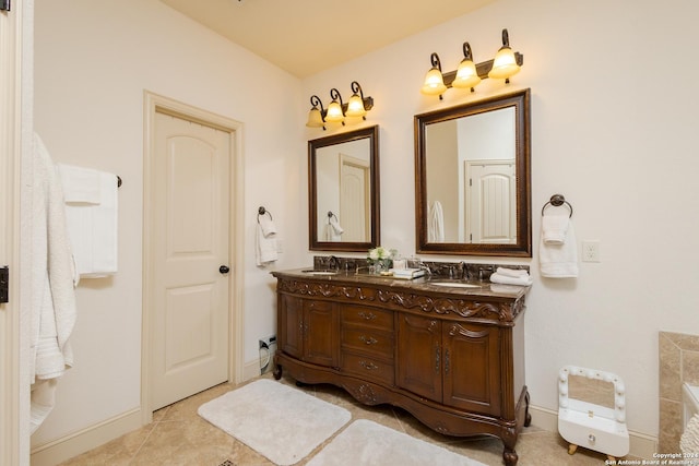 bathroom featuring vanity and tile patterned floors