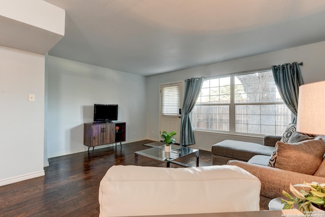 living room featuring dark hardwood / wood-style flooring