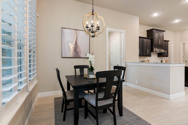 dining room with an inviting chandelier