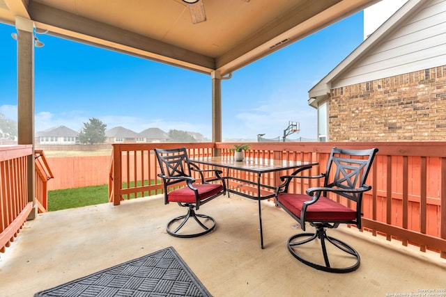 view of patio / terrace with ceiling fan