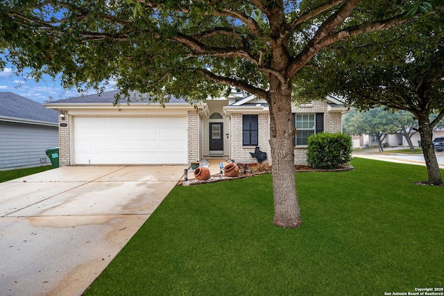 view of front of home with a garage and a front yard