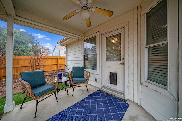 view of patio / terrace with ceiling fan