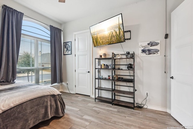 bedroom featuring light hardwood / wood-style flooring