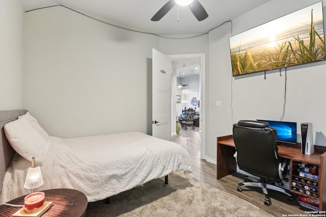 bedroom with light wood-type flooring