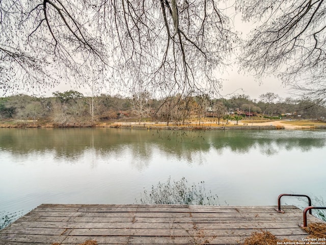 view of dock featuring a water view