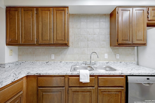 kitchen with dishwasher, sink, and decorative backsplash