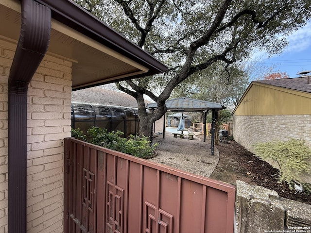 view of patio featuring a gazebo