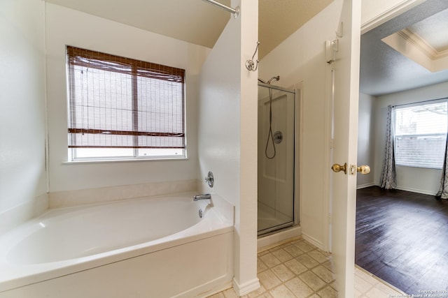 bathroom with plus walk in shower