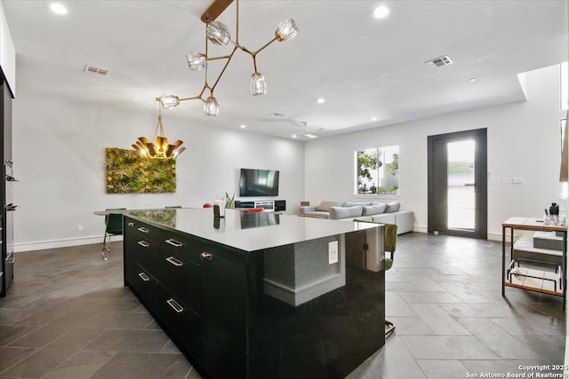 kitchen with pendant lighting and a kitchen island