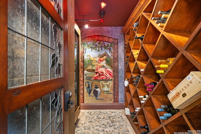 view of wine cellar