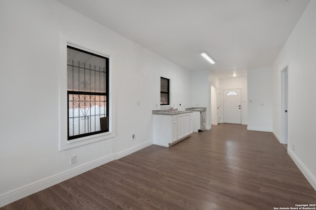 unfurnished living room featuring dark wood-type flooring