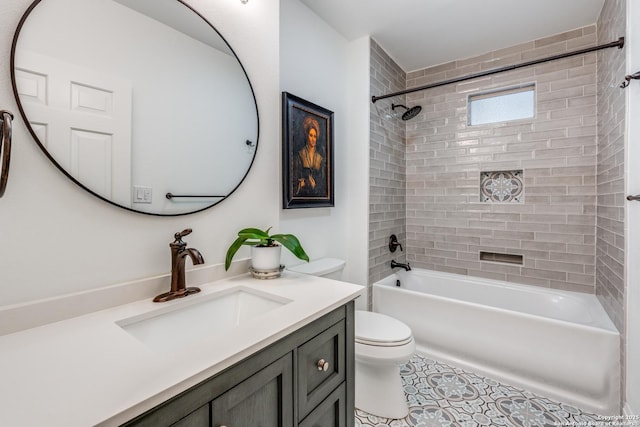 full bath with toilet, vanity, and washtub / shower combination