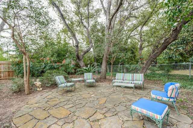 view of patio / terrace featuring a fenced backyard