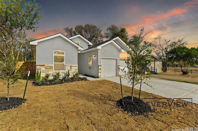 view of front of house with a garage