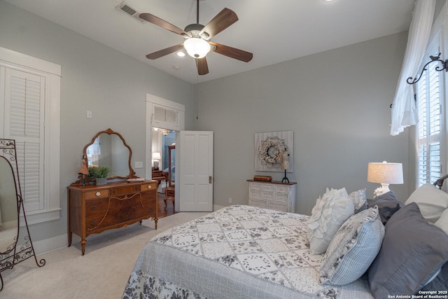 bedroom with carpet and ceiling fan