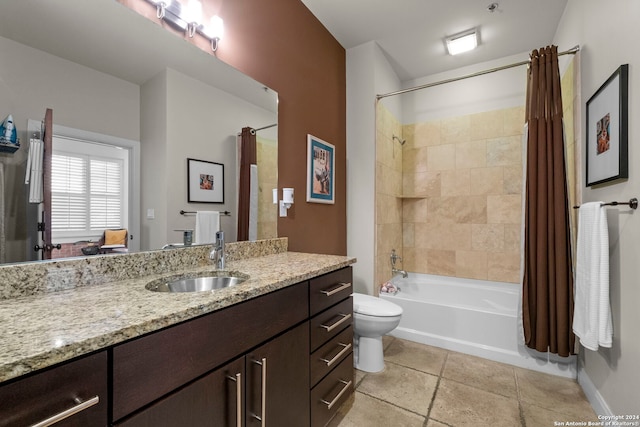 full bathroom with vanity, toilet, and shower / bath combo