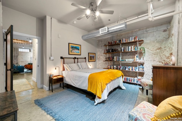 bedroom featuring ceiling fan