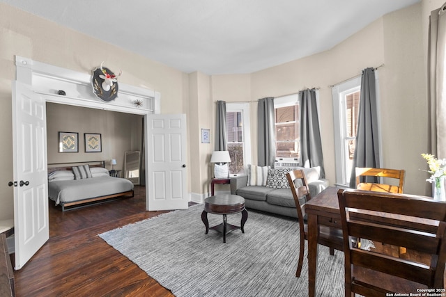 bedroom featuring dark wood-type flooring