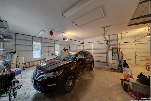 garage with a garage door opener