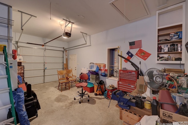 garage with a garage door opener