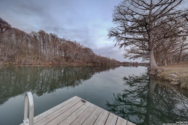 view of dock featuring a water view