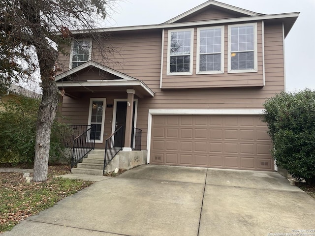 view of front of house with a garage