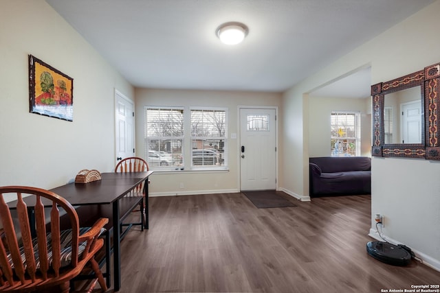 foyer featuring dark hardwood / wood-style floors