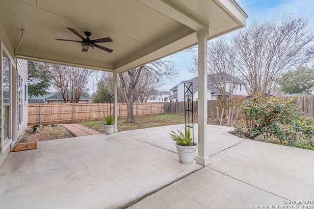 view of patio / terrace with ceiling fan