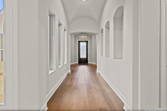 interior space with hardwood / wood-style floors