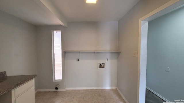 laundry room with washer hookup, light tile patterned floors, and electric dryer hookup