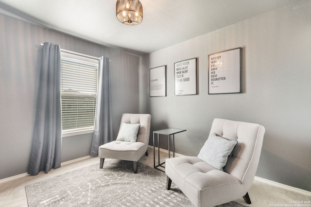 sitting room with light carpet