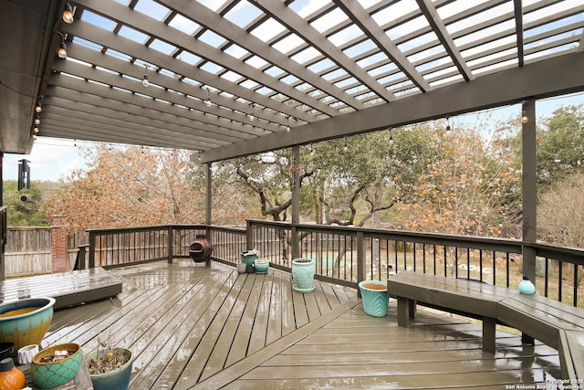 wooden terrace featuring a pergola