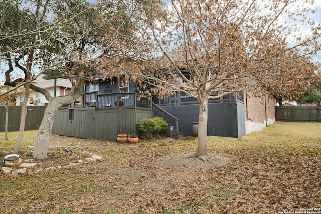 view of yard with a deck